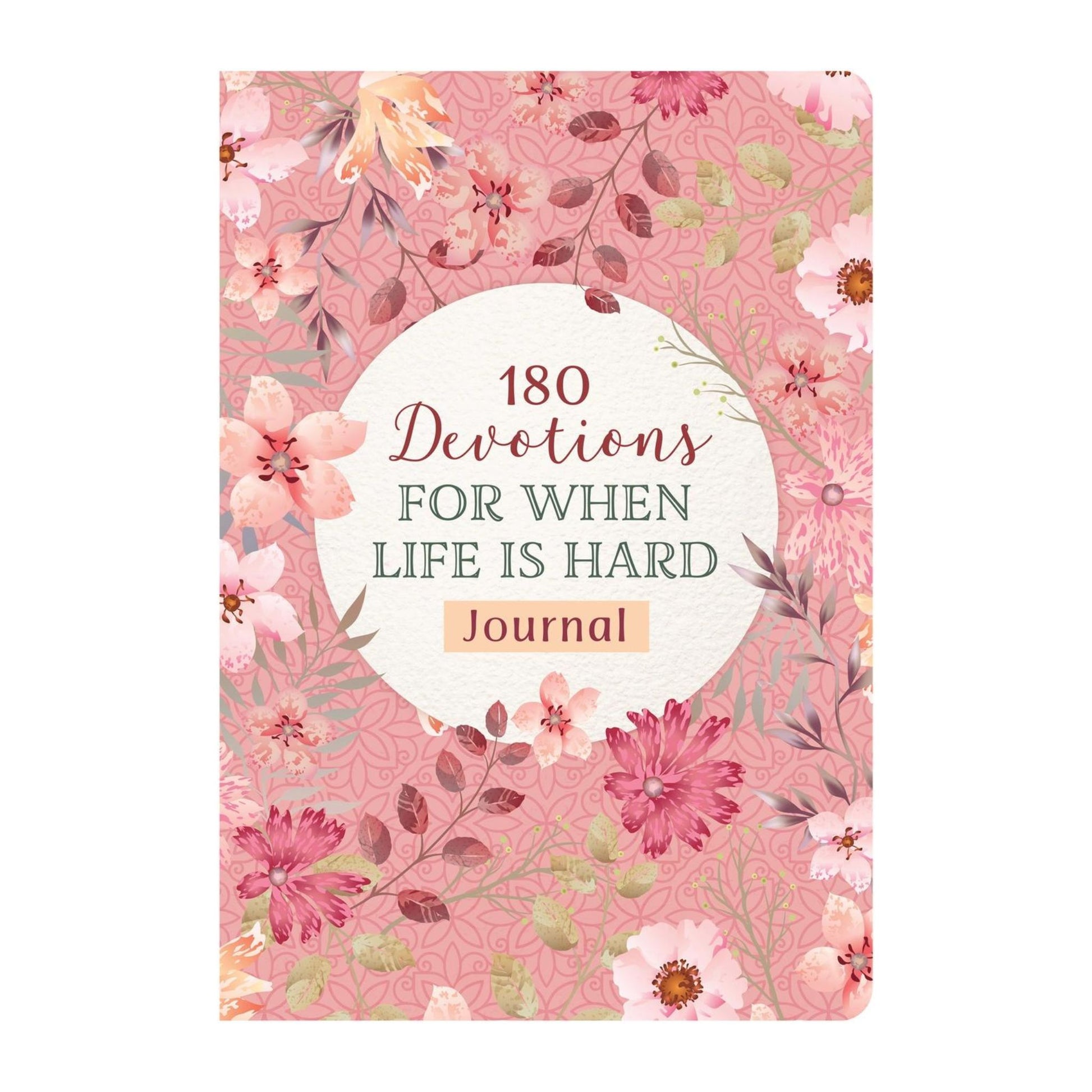 Devotional journal cover with '180 Devotions for When Life Is Challenging' title