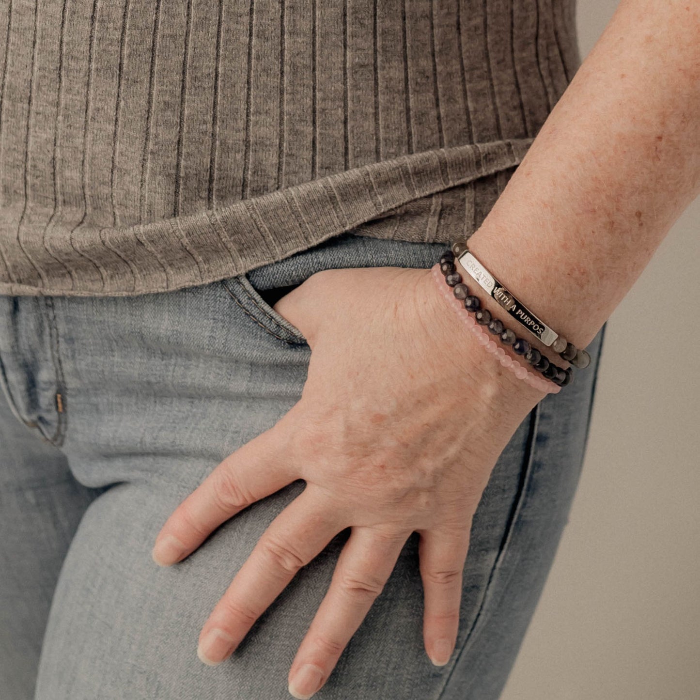 Faith-inspired 'Created With A Purpose' Gemstone Bead Bracelet