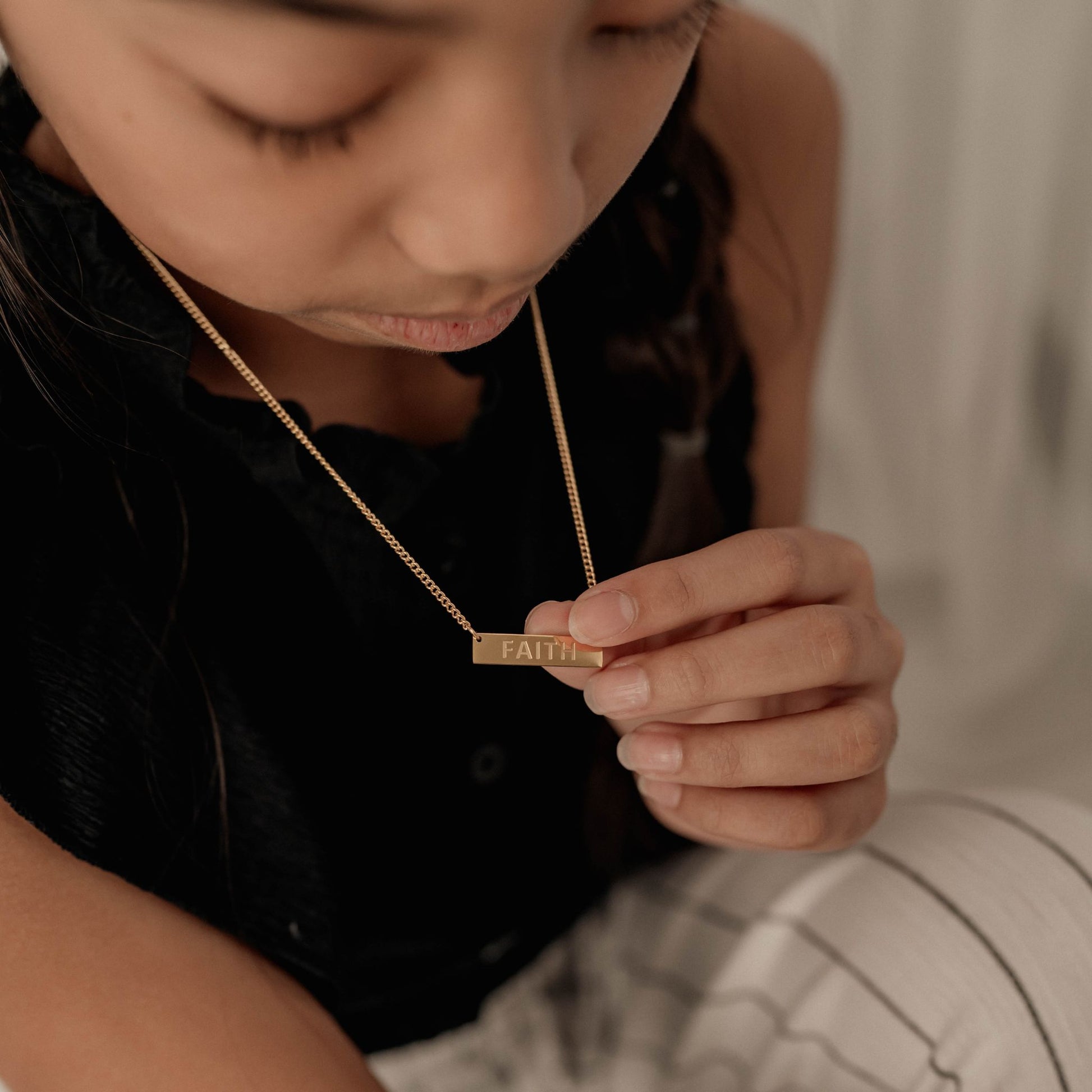 Minimalist 'Faith' Engraved Necklace