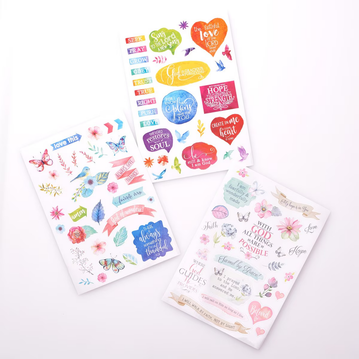 Colorful stickers with faith message