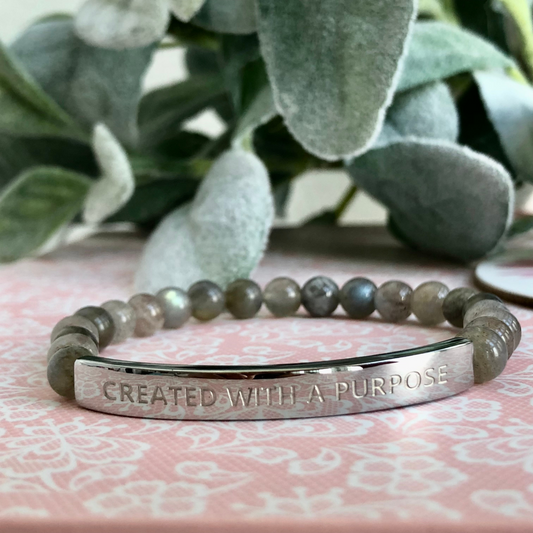 Unique Gemstone bead bracelet with a meaningful message