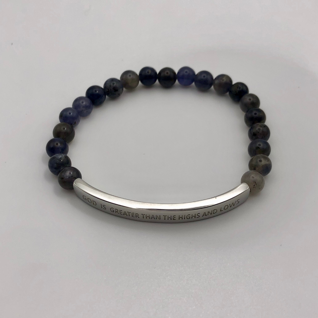 Encouraging gemstone bead wristwear with special engraving