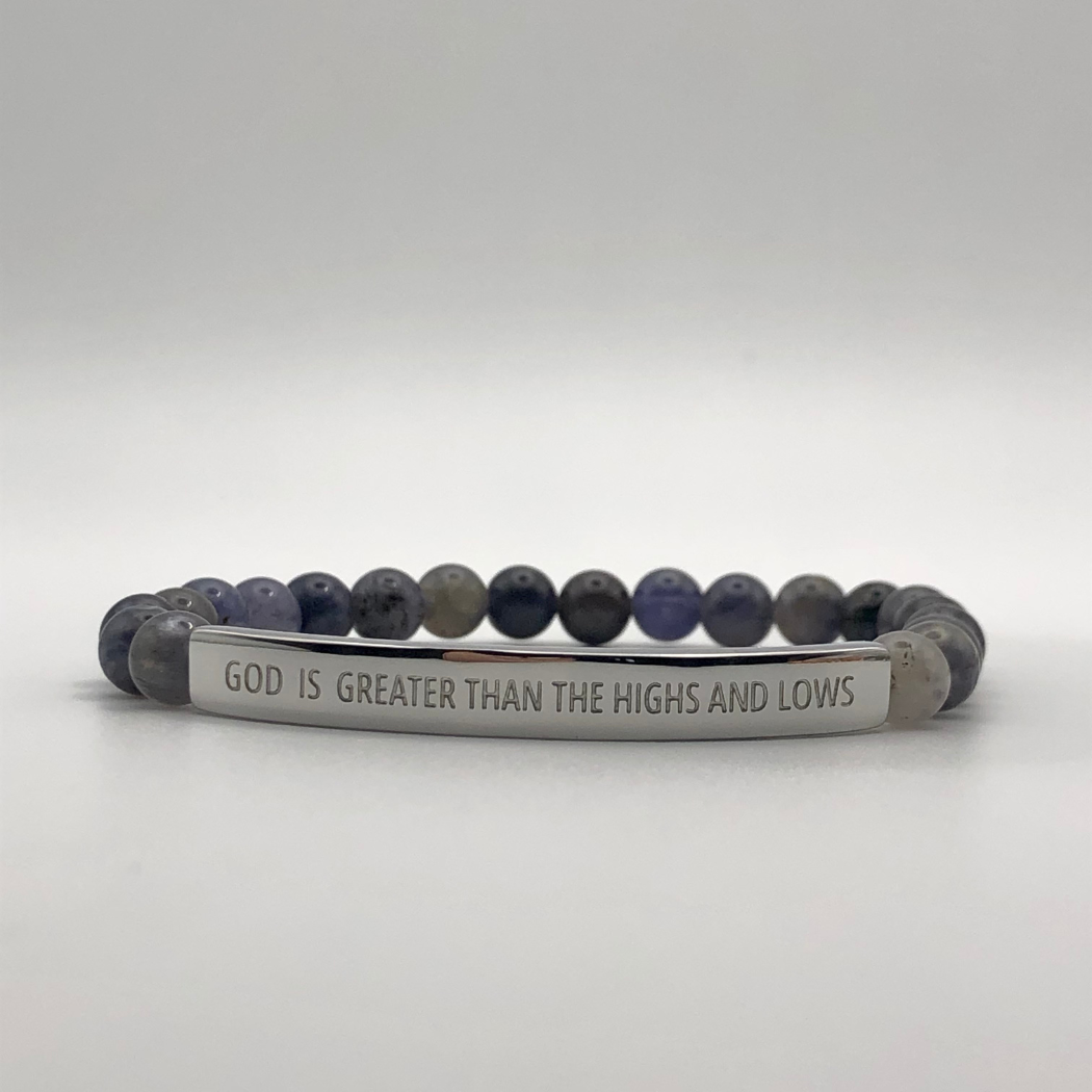 Meaningful gemstone bracelet with faith-inspired message