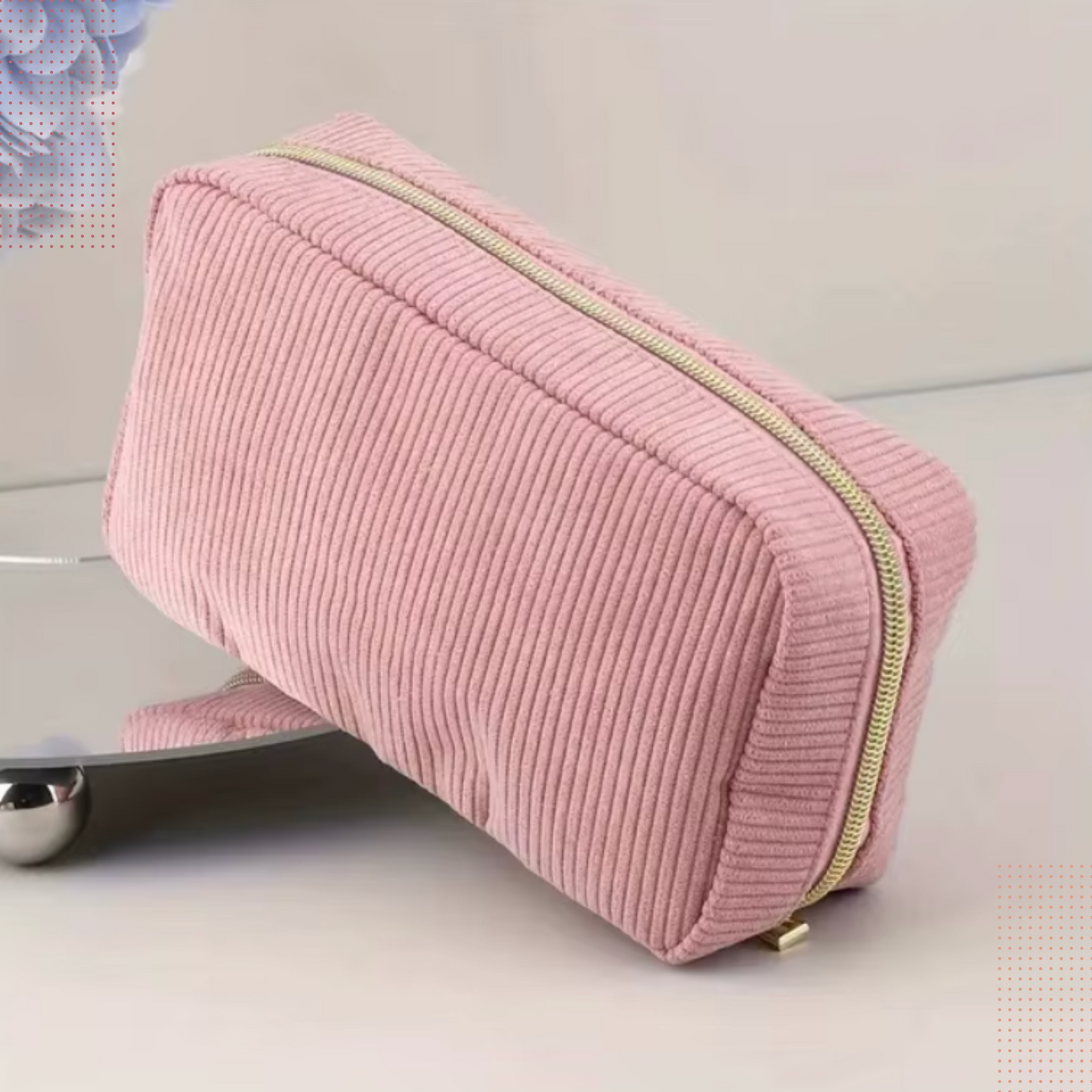 Corduroy Striped Make Up Bag