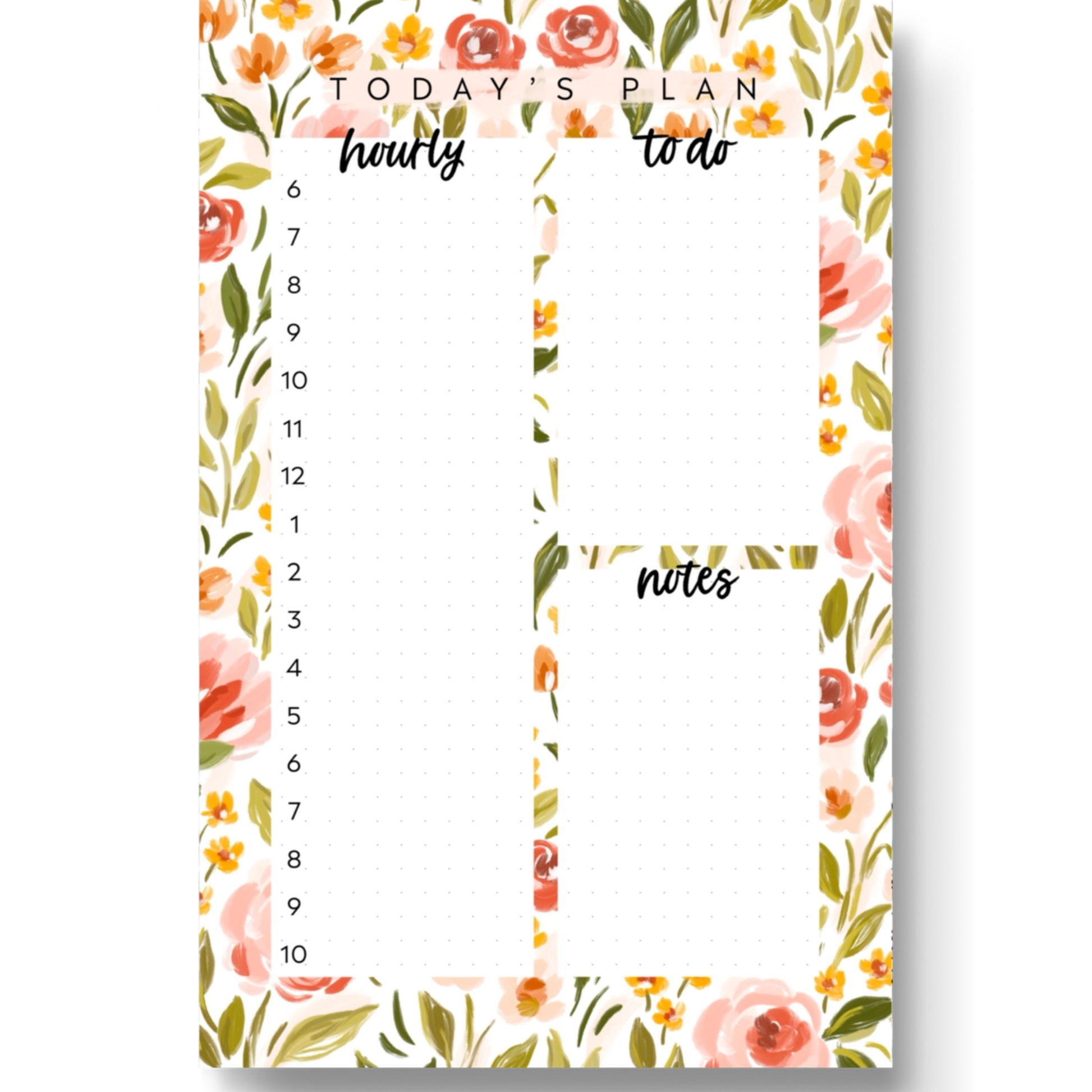 An adorable daily planner note pad featuring cute illustrations