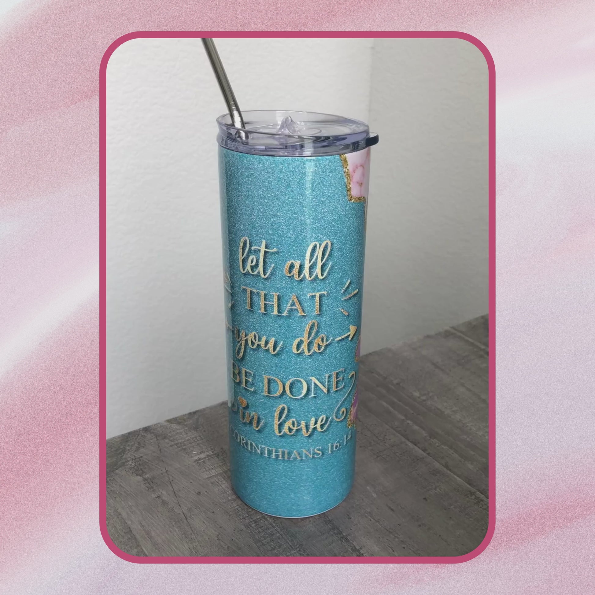 Stainless steel tumbler with cylindrical shape and included lid