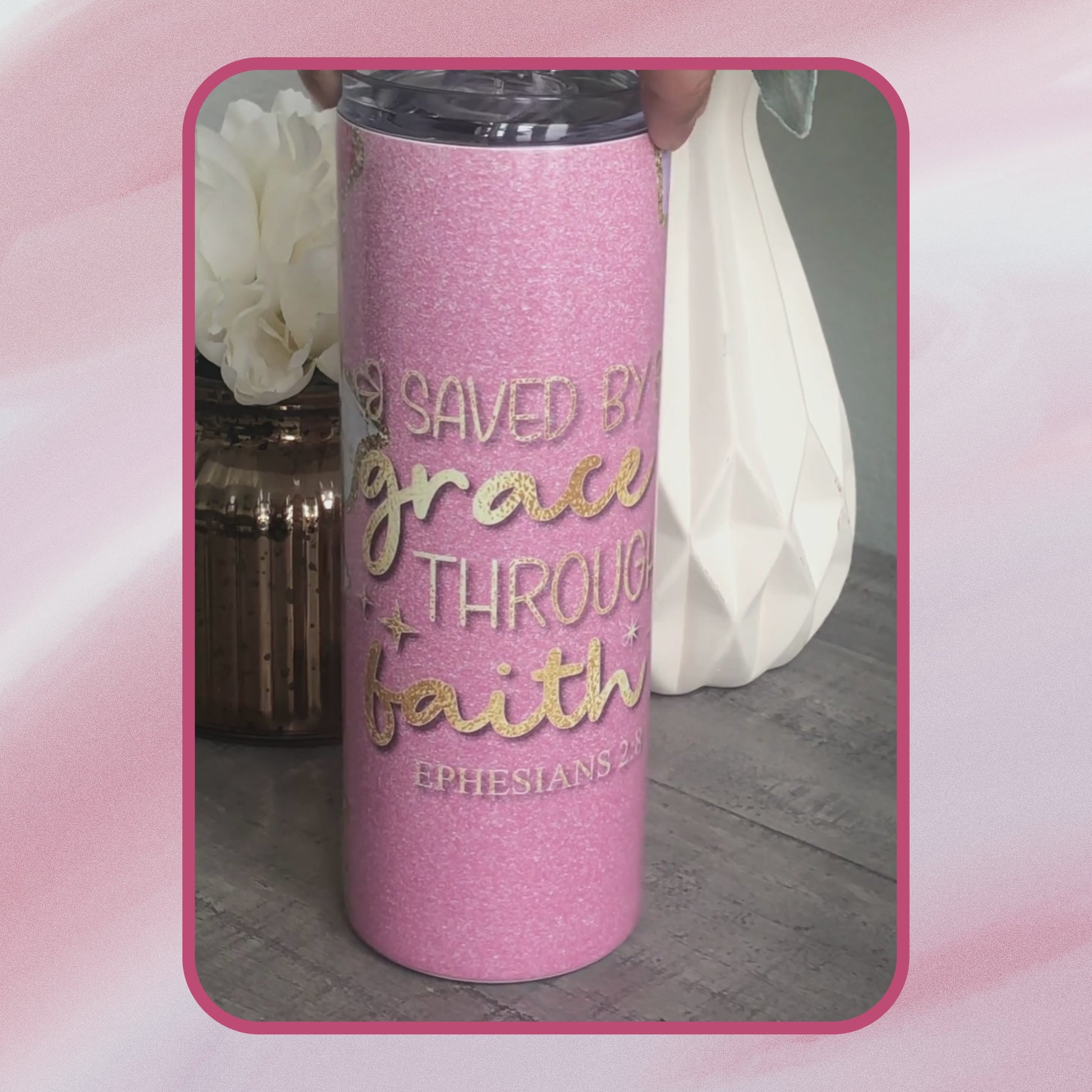 Spiritually significant stainless steel tumbler for carrying faith with you