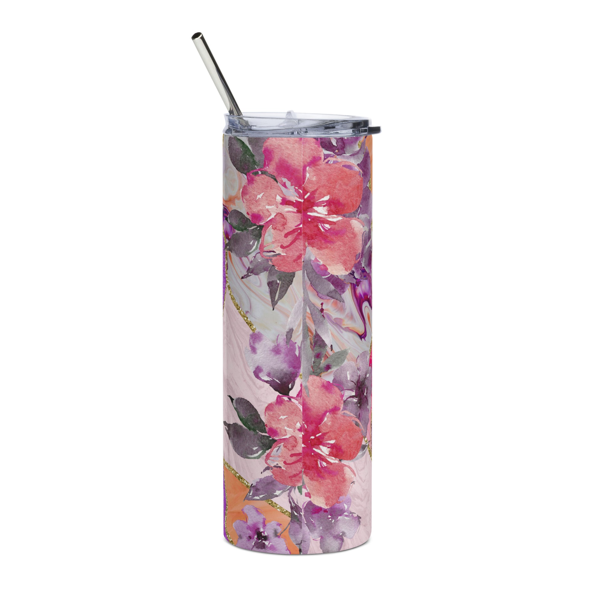 The back of the tumbler featuring a sleek, high-grade stainless steel surface, perfect for keeping your beverages at the ideal temperature.