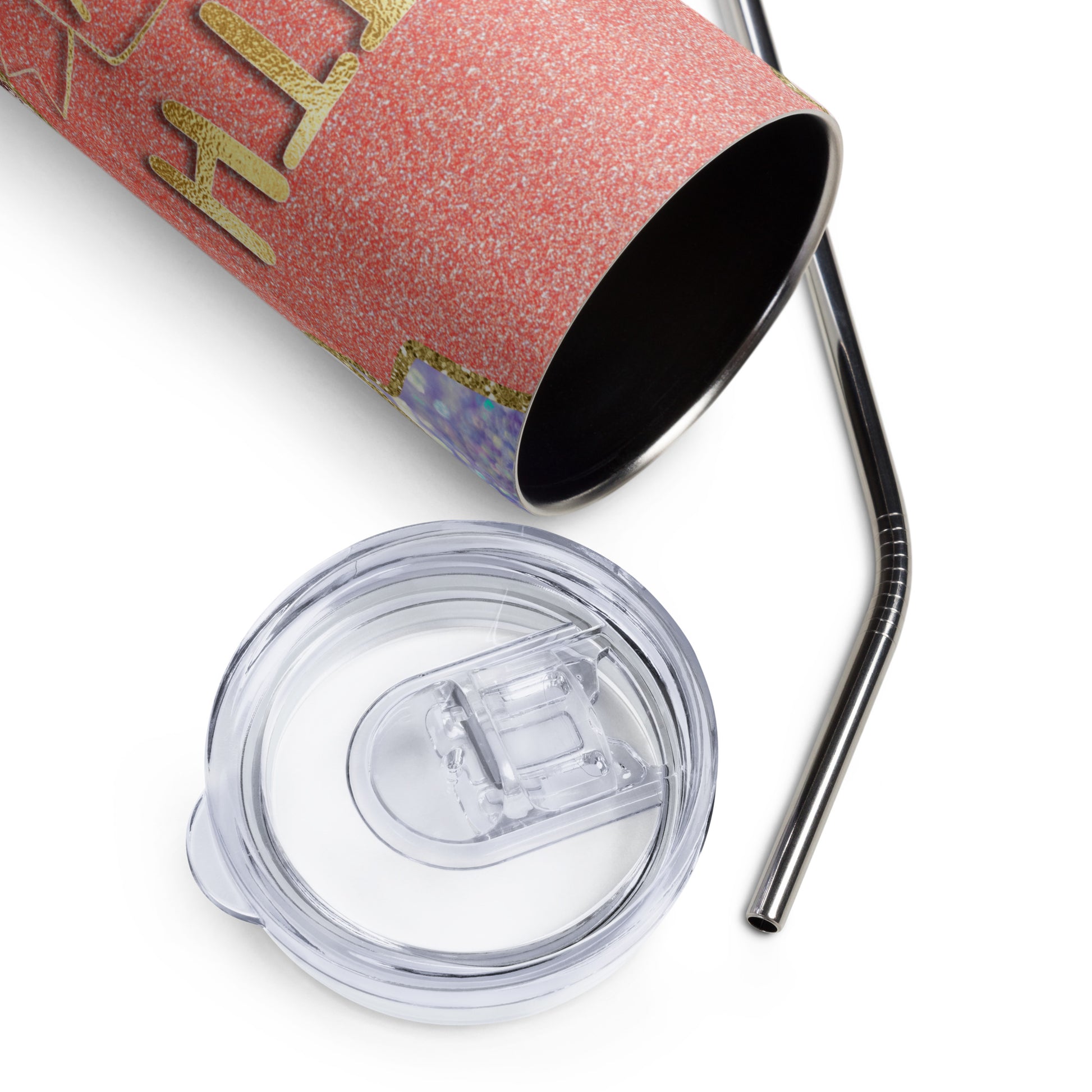 Stainless steel tumbler with cylindrical shape and included lid