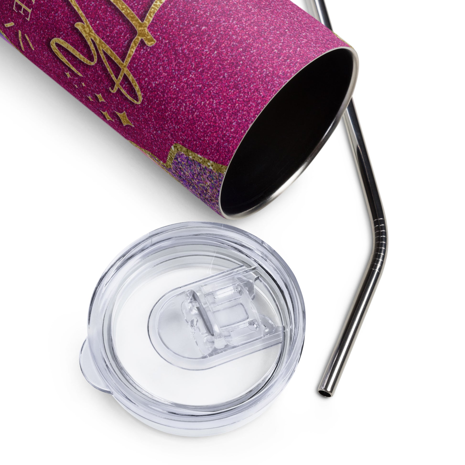 Stainless steel tumbler with cylindrical shape and included lid
