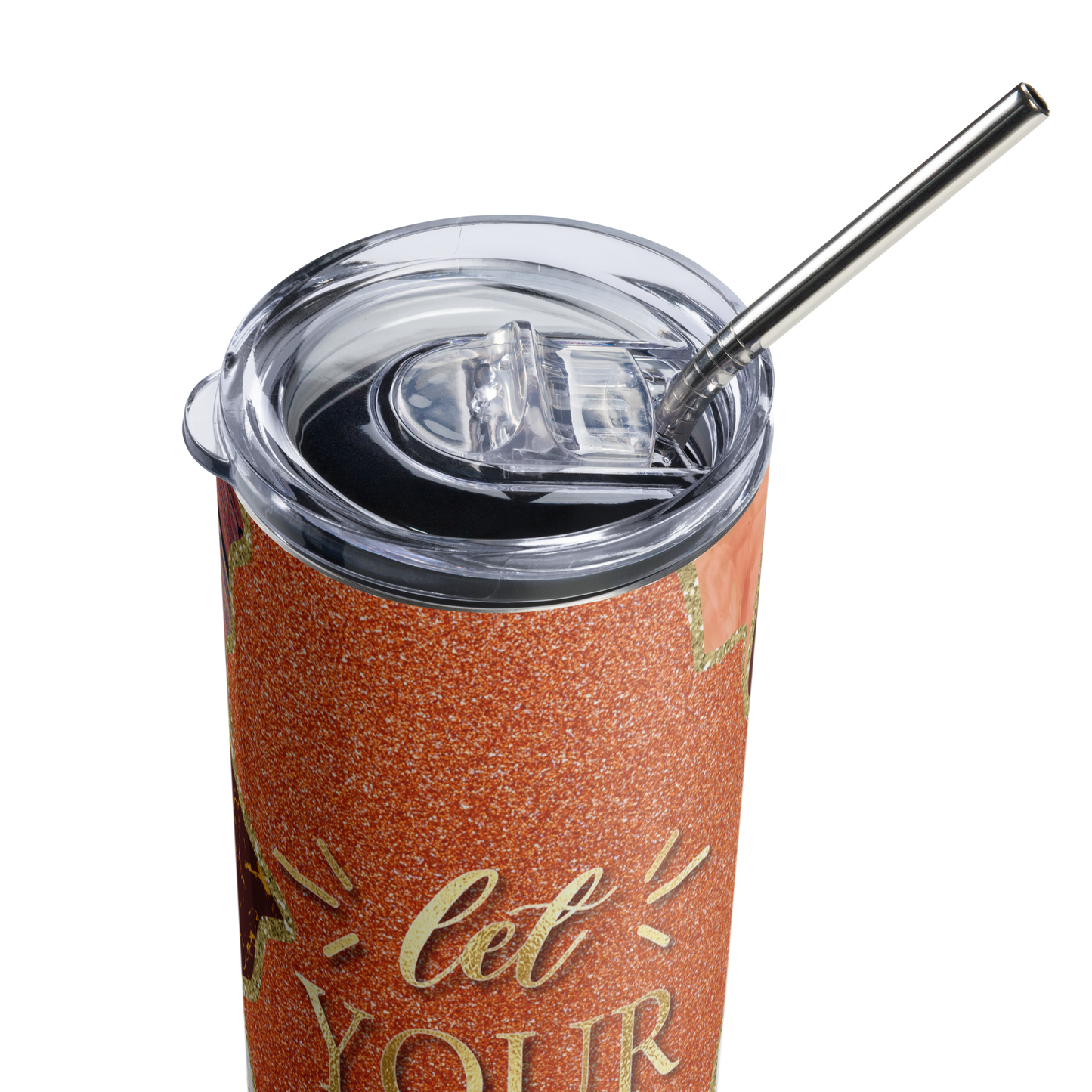 Carry the empowering message of "Let Your Light Shine" wherever you go with this 20 oz stainless steel tumbler, beautifully crafted to keep your beverages at the right temperature, and complete with a secure lid and straw for added convenience.
