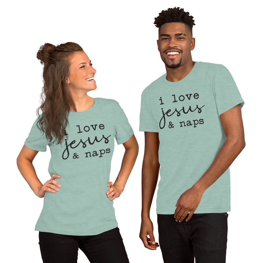 "I Love Jesus and Naps" T-shirt: Where Faith and Comfort Collide