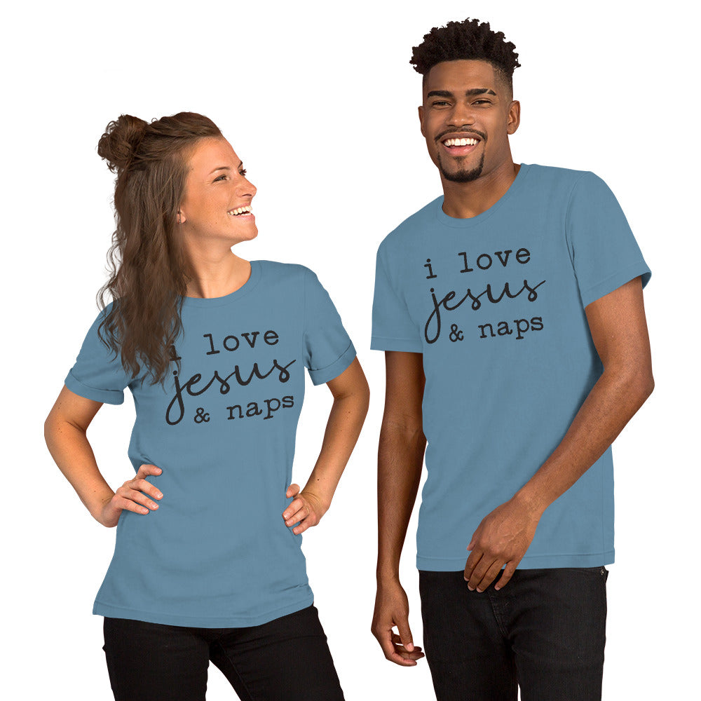 Embrace Faith and Relaxation with the "I Love Jesus and Naps" T-shirt