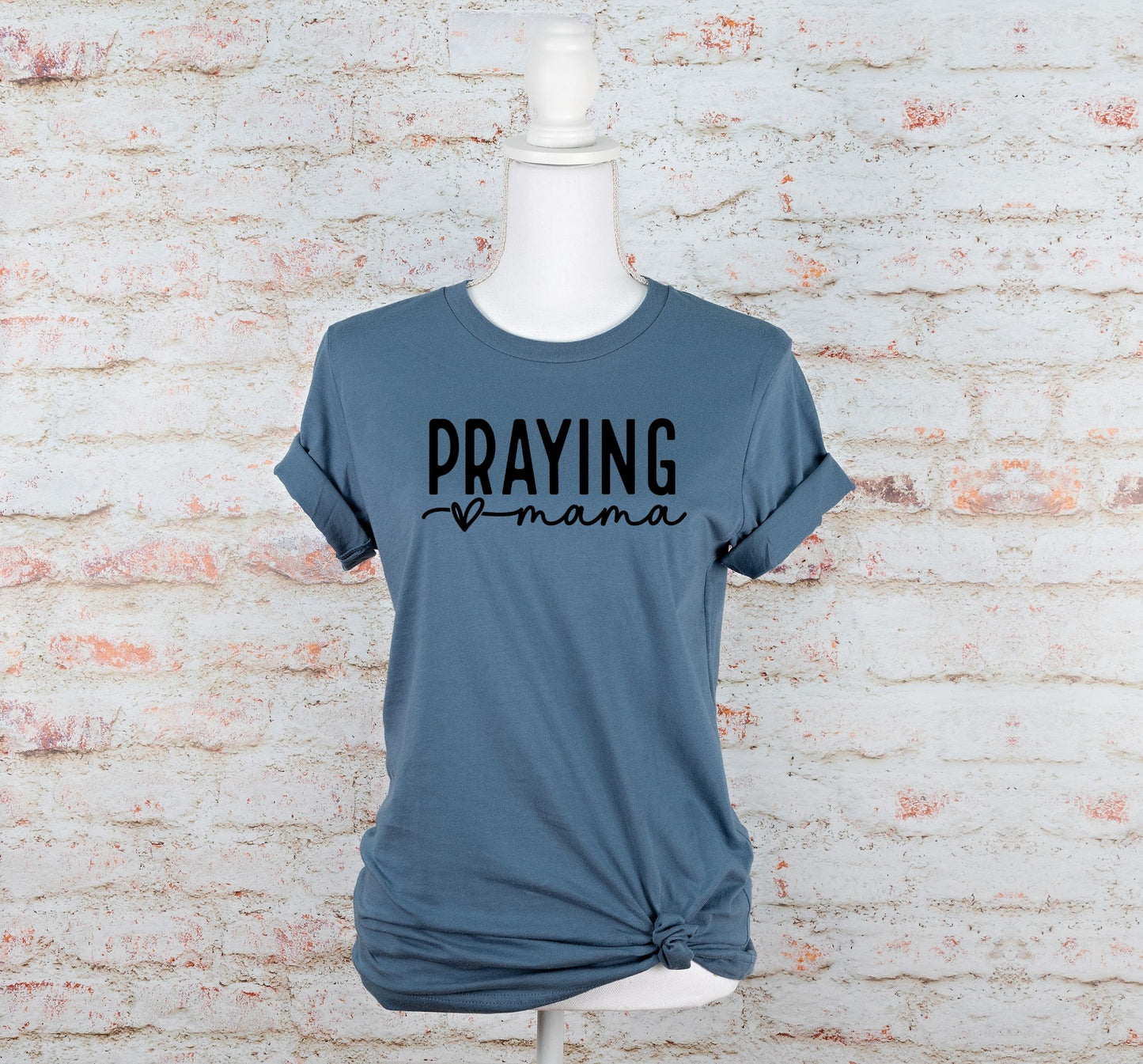 Bella Canvas 3001 t-shirt with "Praying Mama" design