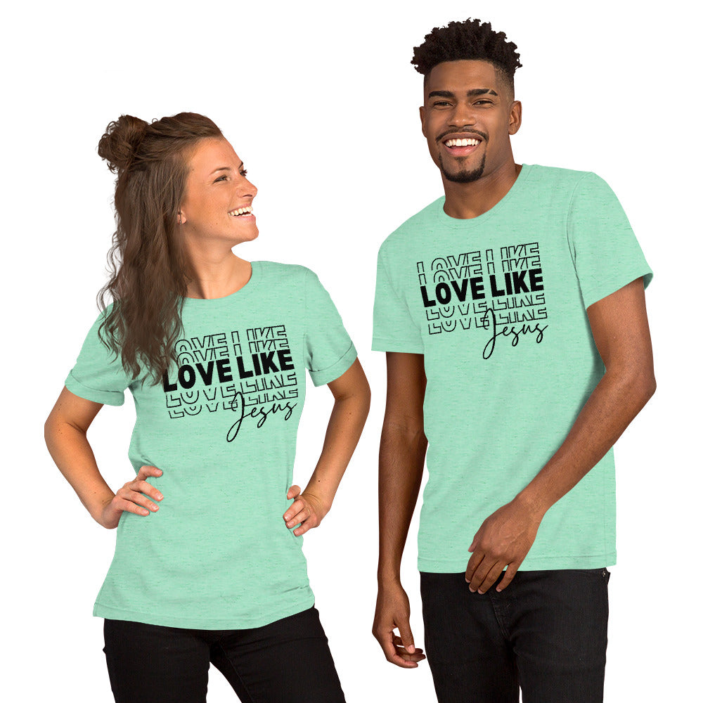 Stylish and meaningful Bella Canvas t-shirt with "Love Like Jesus" print