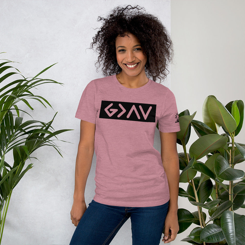  Premium quality Bella Canvas tee with "God is greater than the highs and lows" print