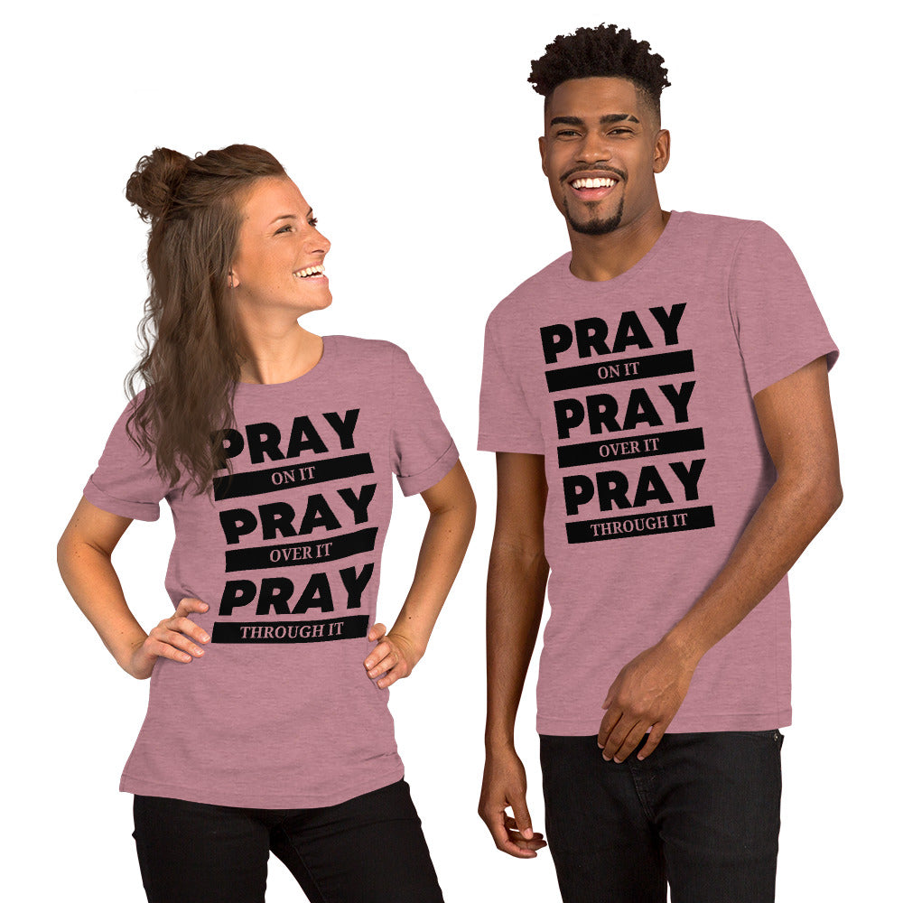 Soft and durable Bella Canvas 3001 t-shirt with Pray On It, Over It, Through It T-Shirt print  