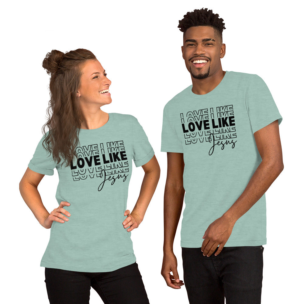 Premium quality Bella Canvas tee with "Love Like Jesus" print